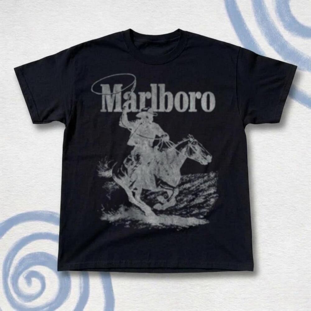 Marlboro Cowboy Black Cotton T-Shirt